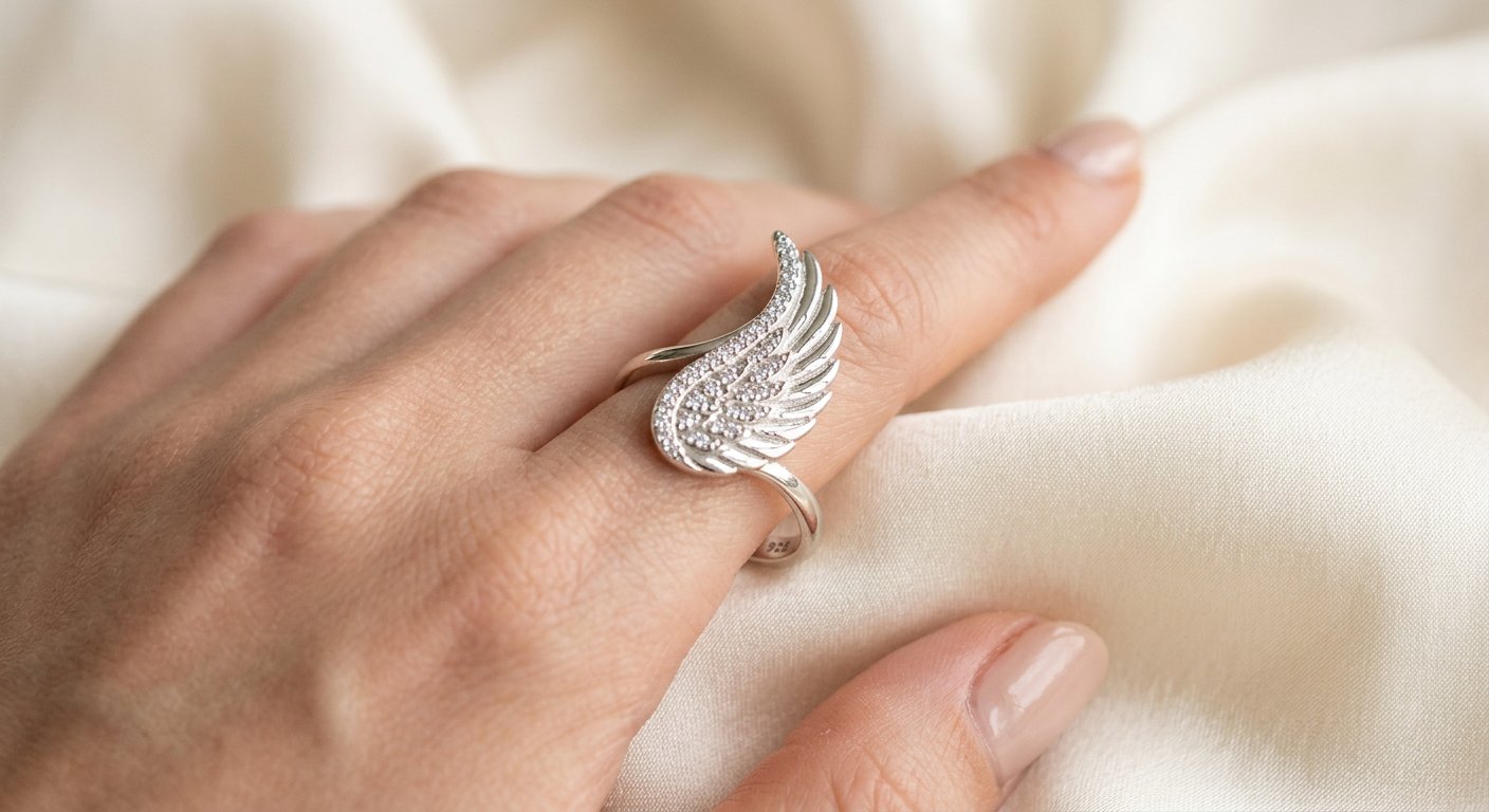 Bague Ailes d’Ange Réglable — Argent 925