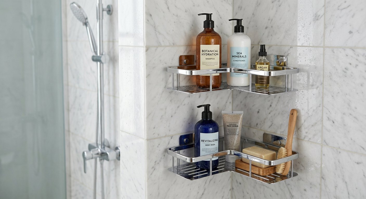 Étagère de Douche Murale Adhésive Inox (×2)